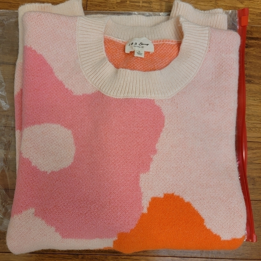 143 Story by Line Up Retro Flower Oversized Sweater Size L - Picture 6 of 6
